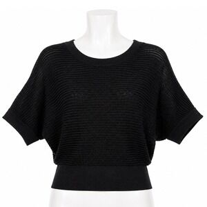 Takeout Open Knit Sweater‎ Large Black Metallic Dolman Coastal Chic Cruise Top